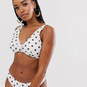 Peek & Beau Fuller Bust Exclusive knot front bikini top in polka dot